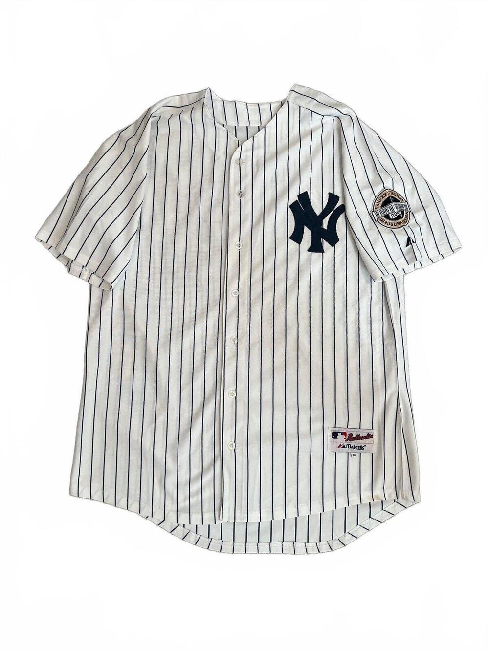 Majestic Athletic New York Yankees Mariano Rivera #42 White Pinstripe Jersey 3XL